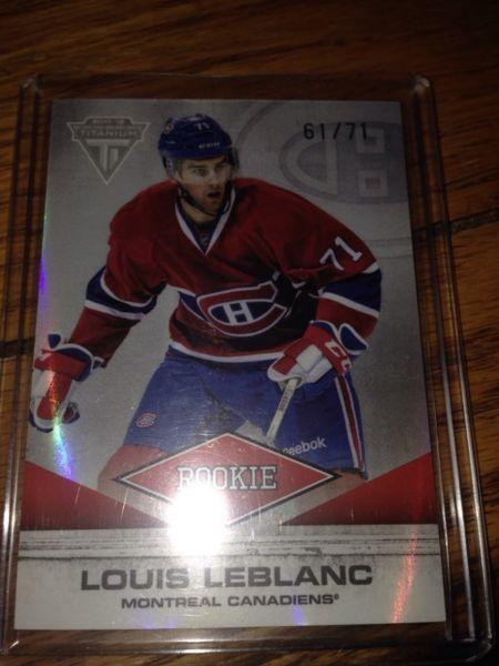 Louis Leblanc true rookie card numbered 61/71 half of book!!!