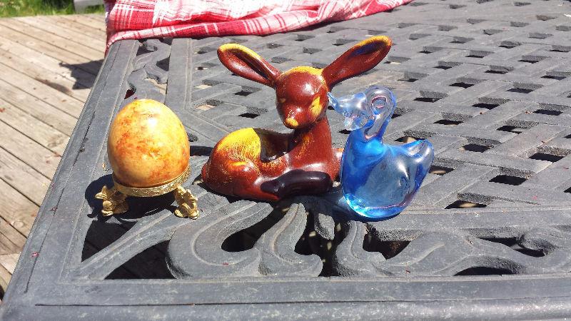 Marble Egg, Glass Duck & Deer