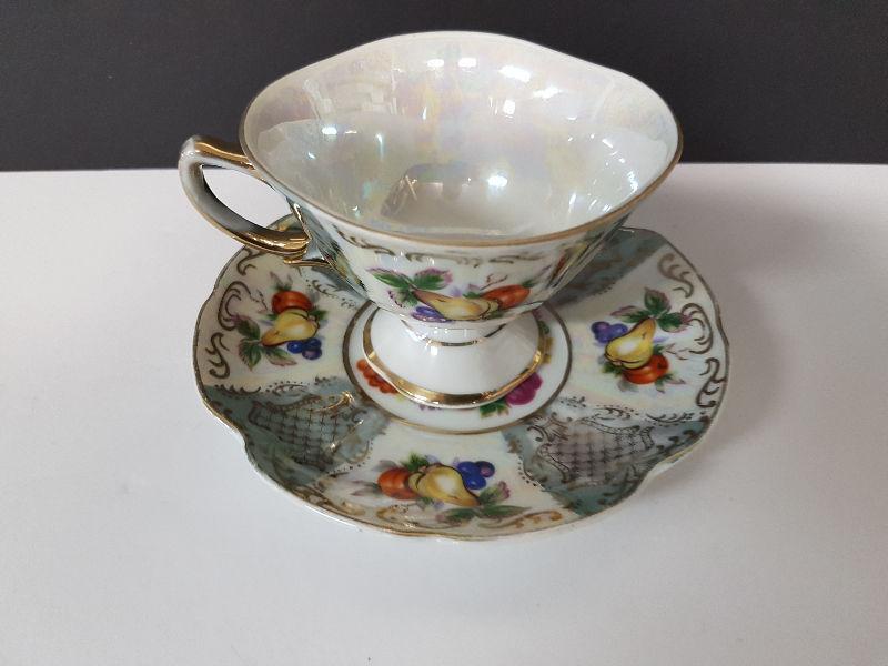 Shafford Tea Cup and Saucer with Pear and Berries