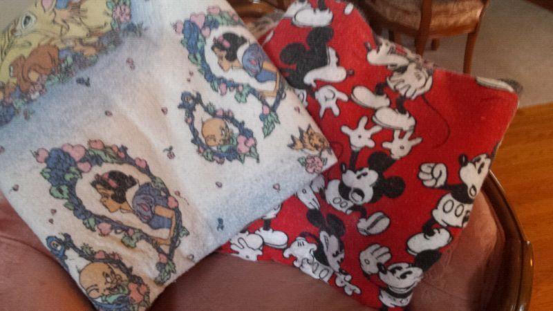 Snow white and micky mouse flecce blankets