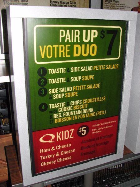Restaurant LED Menu Board & 8ft. Bar Tables