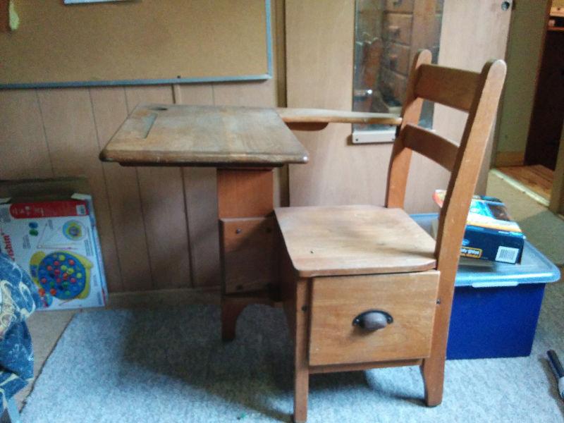 Vintage wooden school desk