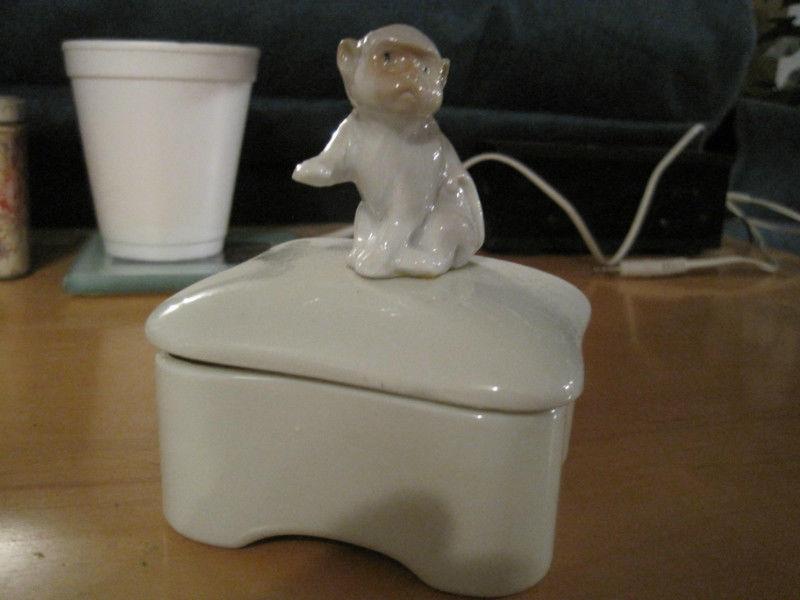 Rare Takahashi Monkey Trinket Porcelain Box