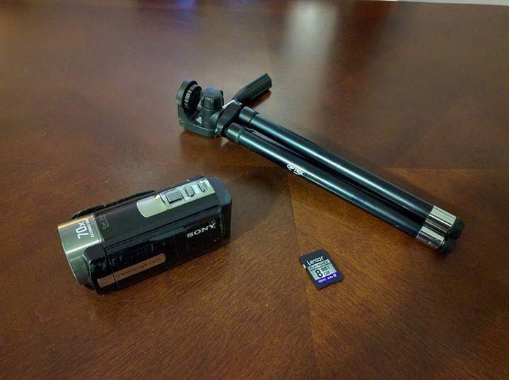 Sony Camcorder, Optex Tripod and SD Card
