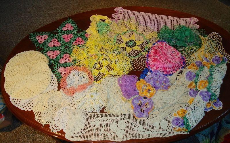 LOT OF 35 + PIECES Crochet Doilies Assorted Patterns, Sizes