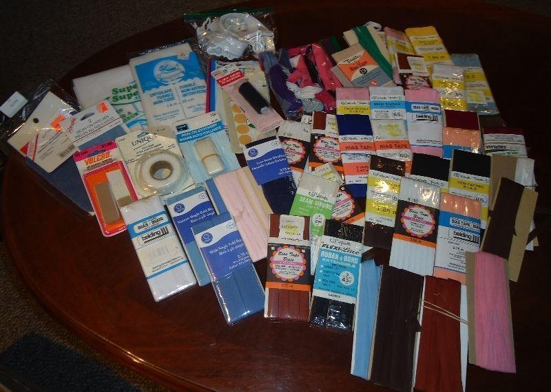 LOT OF ASSORTED SEWING SUPPLIES - Bias Tape, Zippers, etc