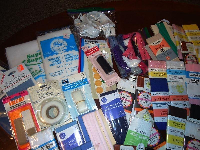 LOT OF ASSORTED SEWING SUPPLIES - Bias Tape, Zippers, etc