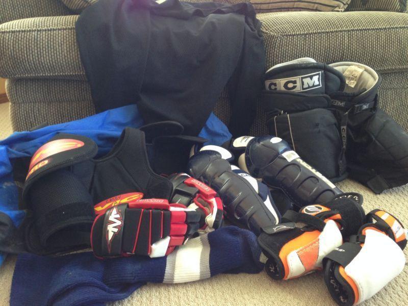 Boy's hockey equipment