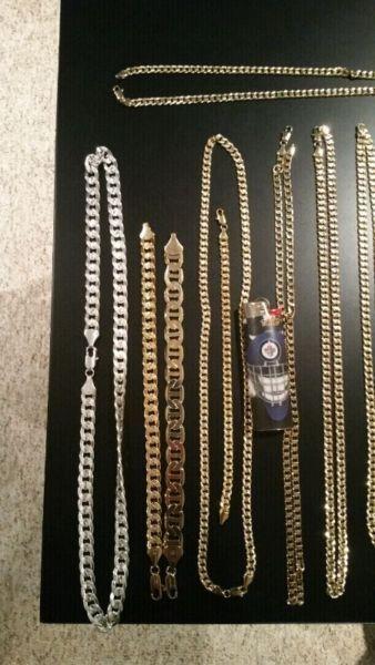 Fake Gold and Silver necklaces and bracelets