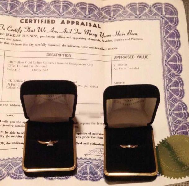 Lady's engagement ring and wedding band set