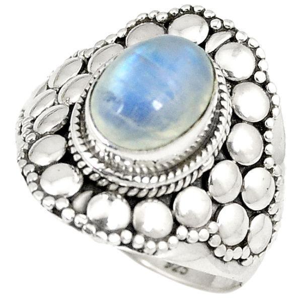 NEW - AWESOME STERLING SILVER & RAINBOW MOONSTONE RING