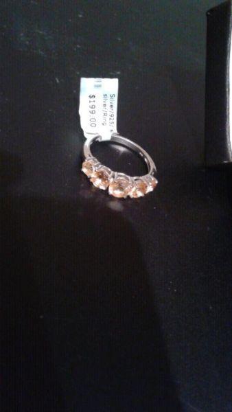 Real Citrine 925 Sterling Silver Ring and Earring Set