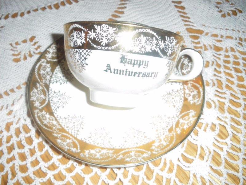 50TH GOLDEN ANNIVERSARY CUPS AND SAUCERS