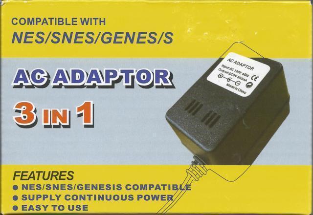 NES SNES Genesis 3-in-1 AC Adaptor Power Cord