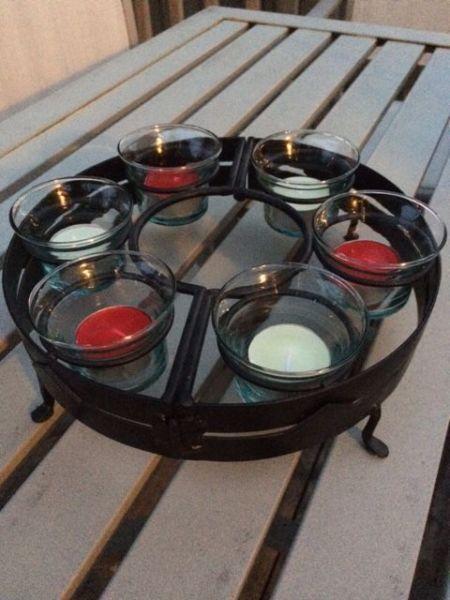 METAL ROUND TEALIGHT HOLDER FOR PATIO - $10 - NEW!!!!