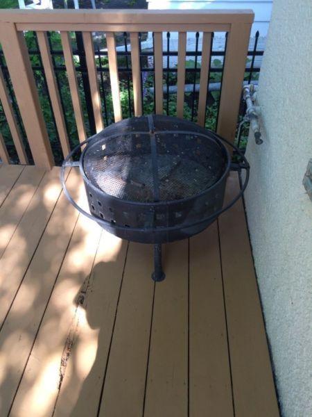 Patio Table, 6 chairs, Umbrella & portable fire pit