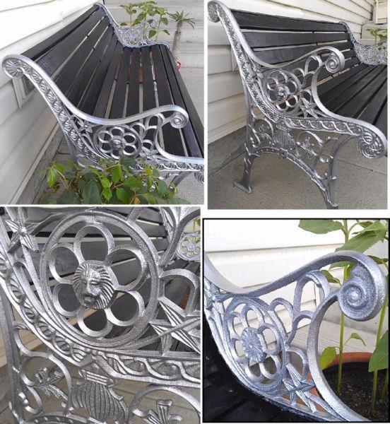 Rustic Appeal! Stunning Garden BENCH with Cast Iron Decoratives