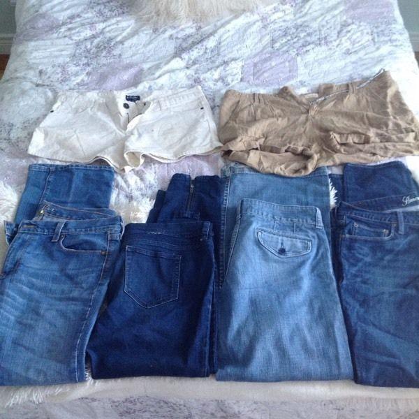 Jeans, shirts, and shorts