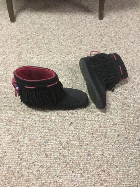 Adidas black fringe boots