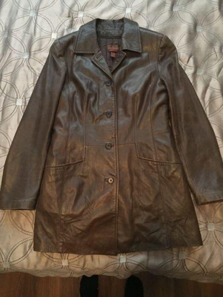 Brown ladies danier leather jacket