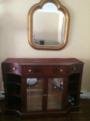two beautiful antiques - hall tree and dresser/hutch
