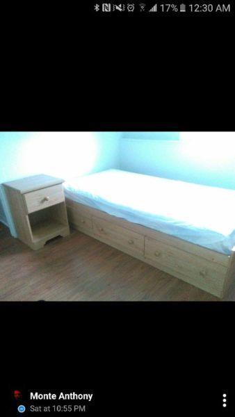 Single bed with night table