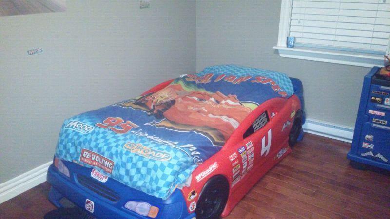 Twin car bed and toolbox dresser