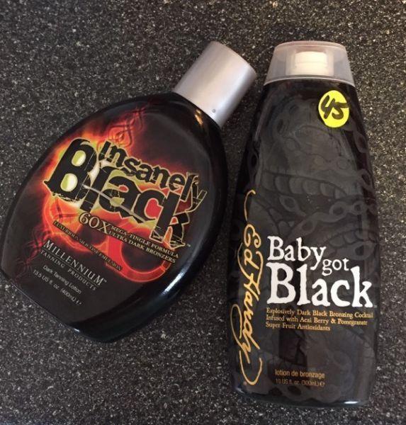 Two bottles of tanning lotion