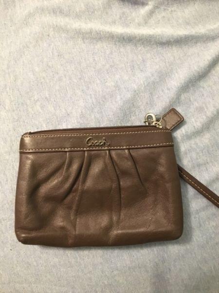 Brown leather Coach wrislet