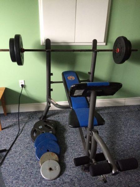 Weight bench + 200lbs of weight
