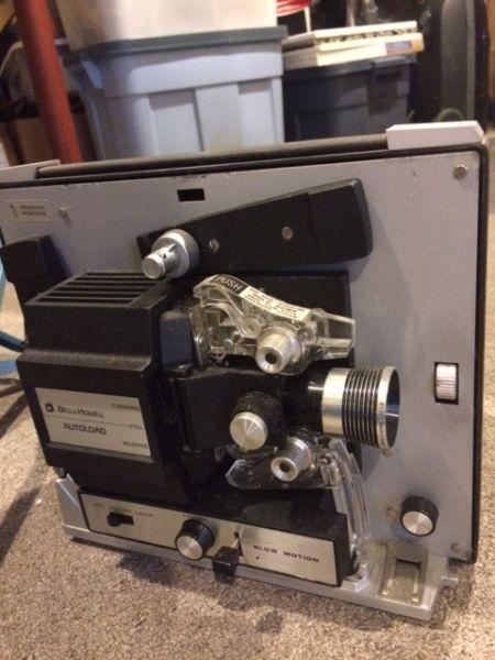Old home Movie projector and screen