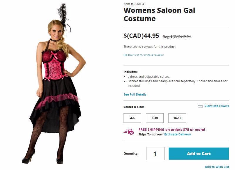 Women's Saloon Gal Costume (XL)