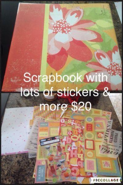 2 Scrapbooks and lots of paper, stickers & more