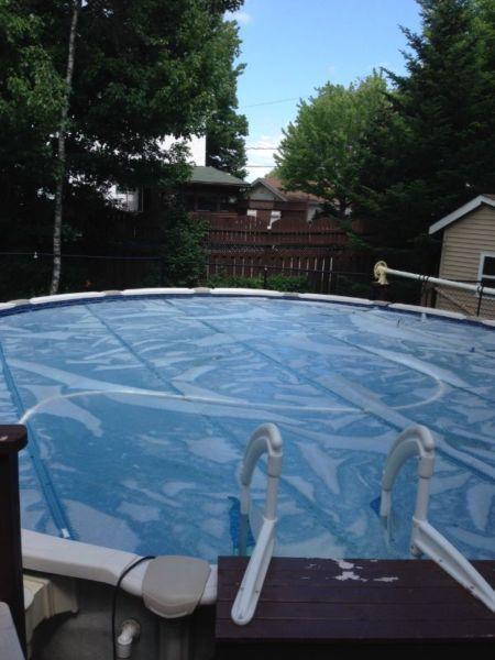 24' round pool with heater and fence