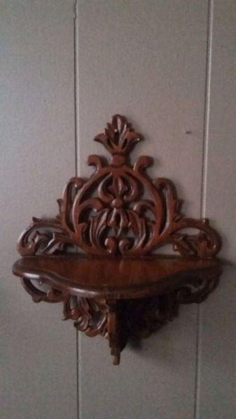 Pair of Walnut Carved Wall Mounts