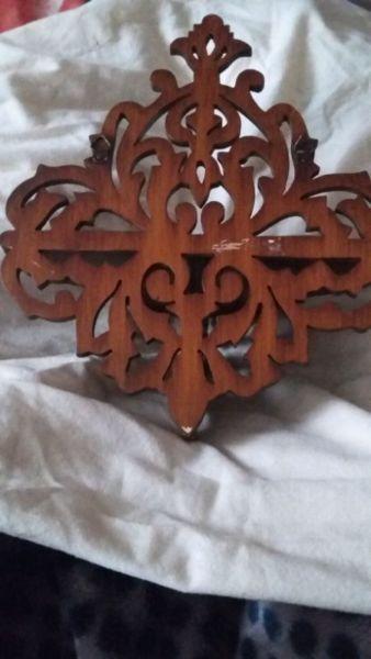 Pair of Walnut Carved Wall Mounts