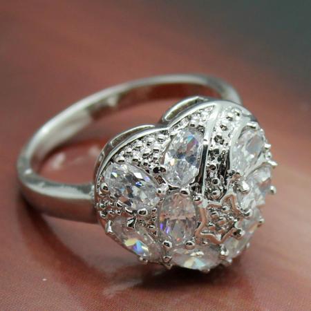 Wedding Romantic white sapphire promise 18k white gold filled