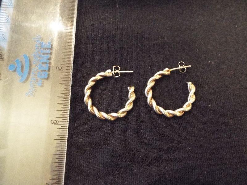 Sterling silver rope hoop earrings