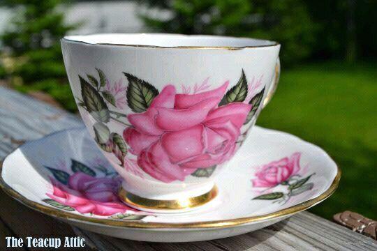 Colclough teacup with large pink rose