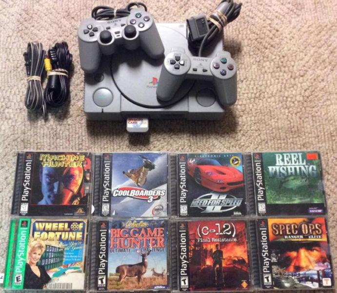 Playstation 1 with 2 Controllers and 8 Games!!