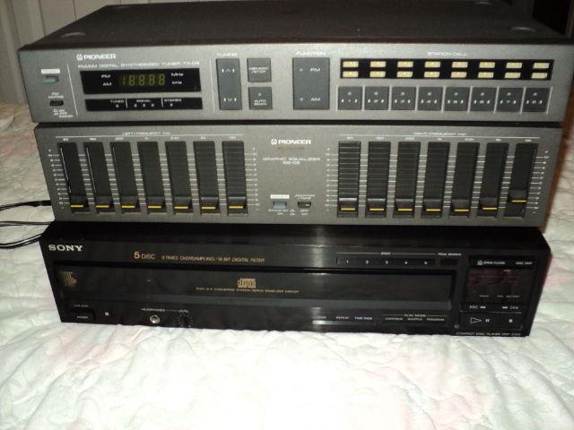 pioneer digital tuner plus eq and sony cd player and bogen amp