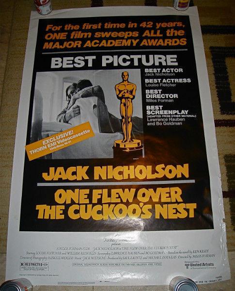 1975 ONE FLEW OVER CUCKOO'S NEST JACK NICHOLSON VHS BETA POSTER