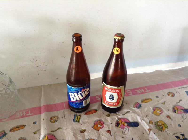 Two quart beer bottles