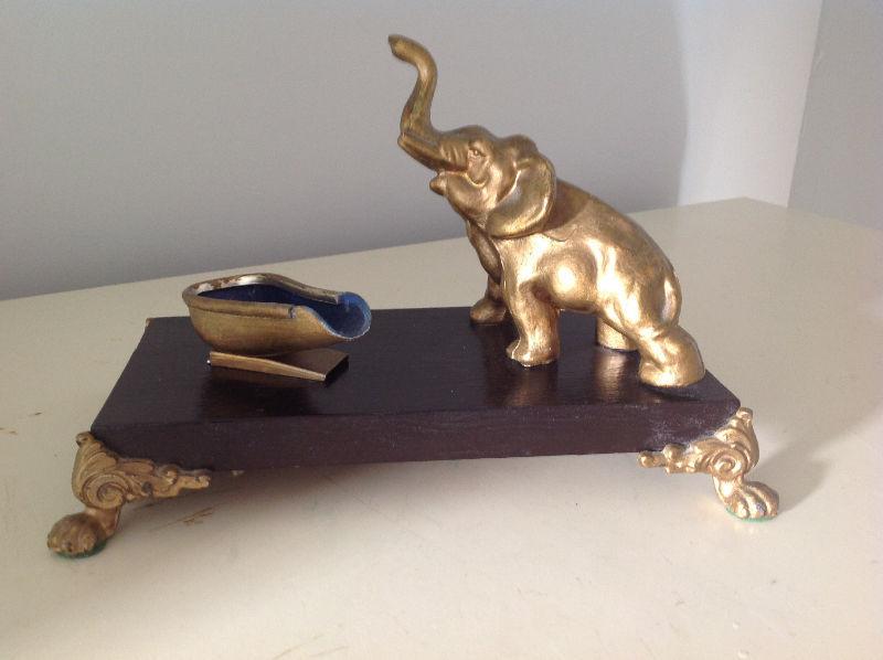 ANTIQUE BRASS ELEPHANT PIPE STAND