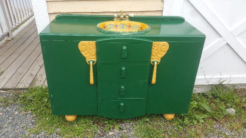 Bathroom Vanity with decorative sink and taps