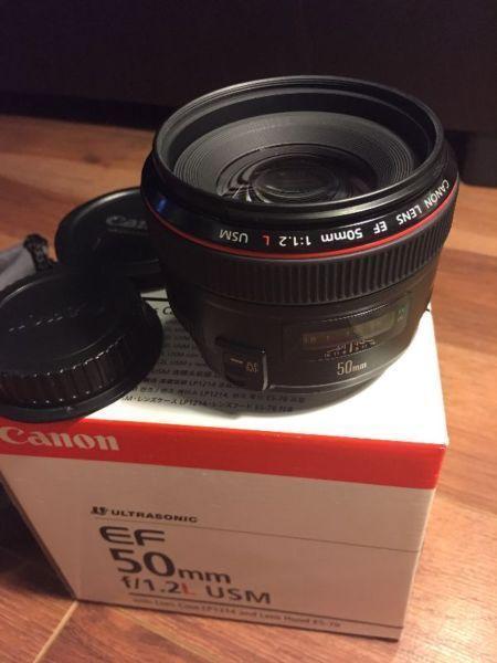 Canon 50mm F1.2 L series lens, MINT condition, Amazing lens