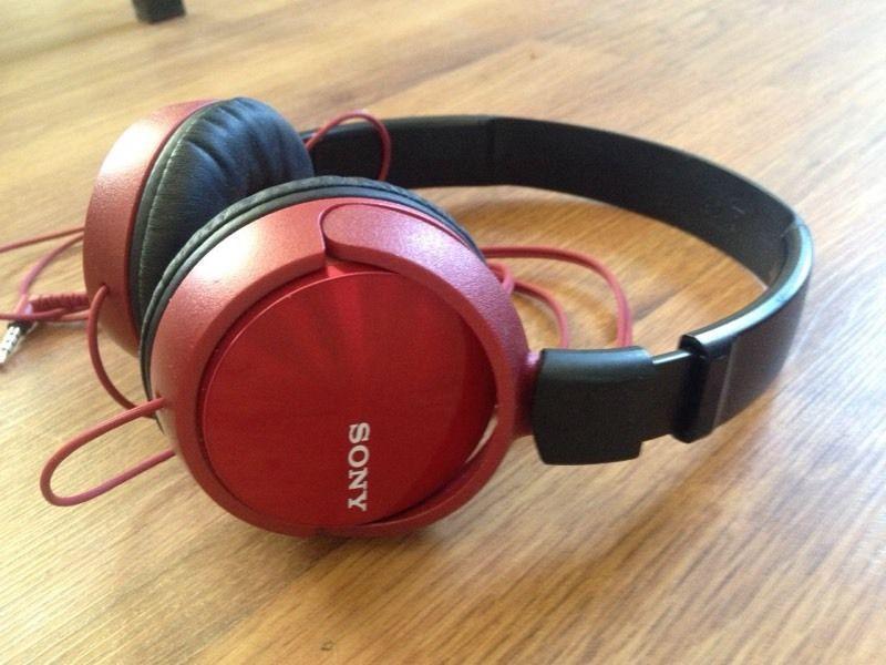 Sony headphones! Two pair, one in red and one in black