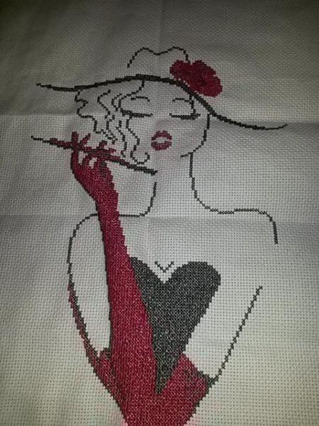 VARIOUS UNFRAMED CROSS-STITCHES