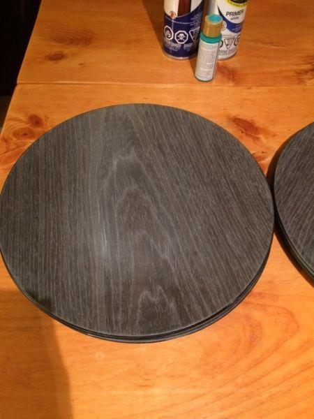 8 grey wood looking charger plates