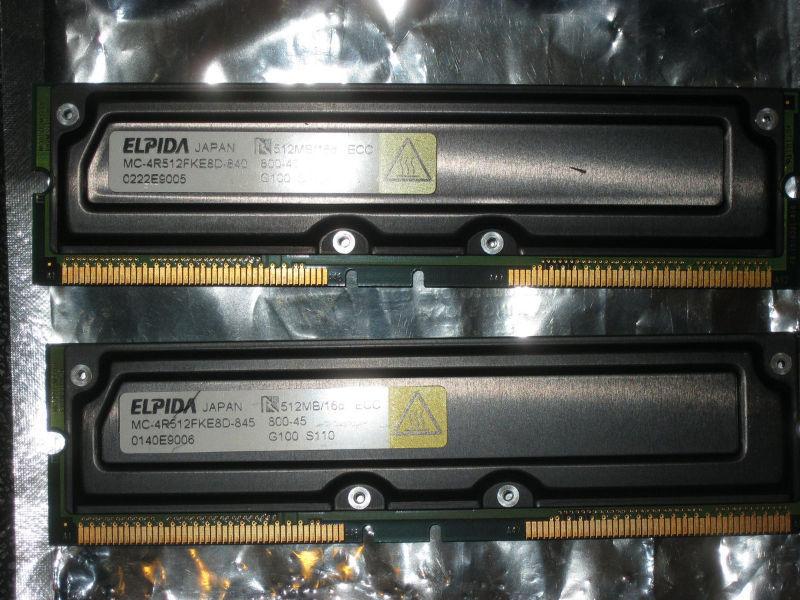 Elpida RAMBUS ECC RAM workstation/server memory modules
